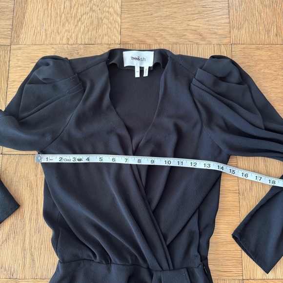 BA&SH XS Melinda Black Puff Sleeve Mini Dress Ruffle V Neck - Picture 6 of 9